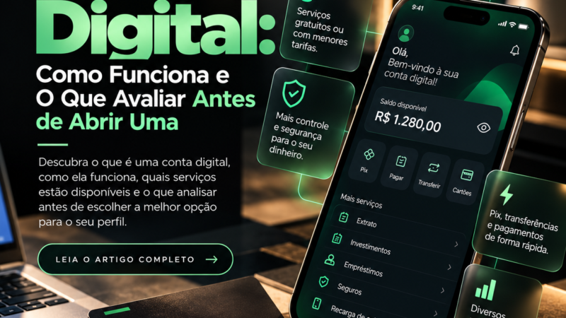 Conta Digital: Como Funciona e O Que Avaliar Antes de Abrir Uma
